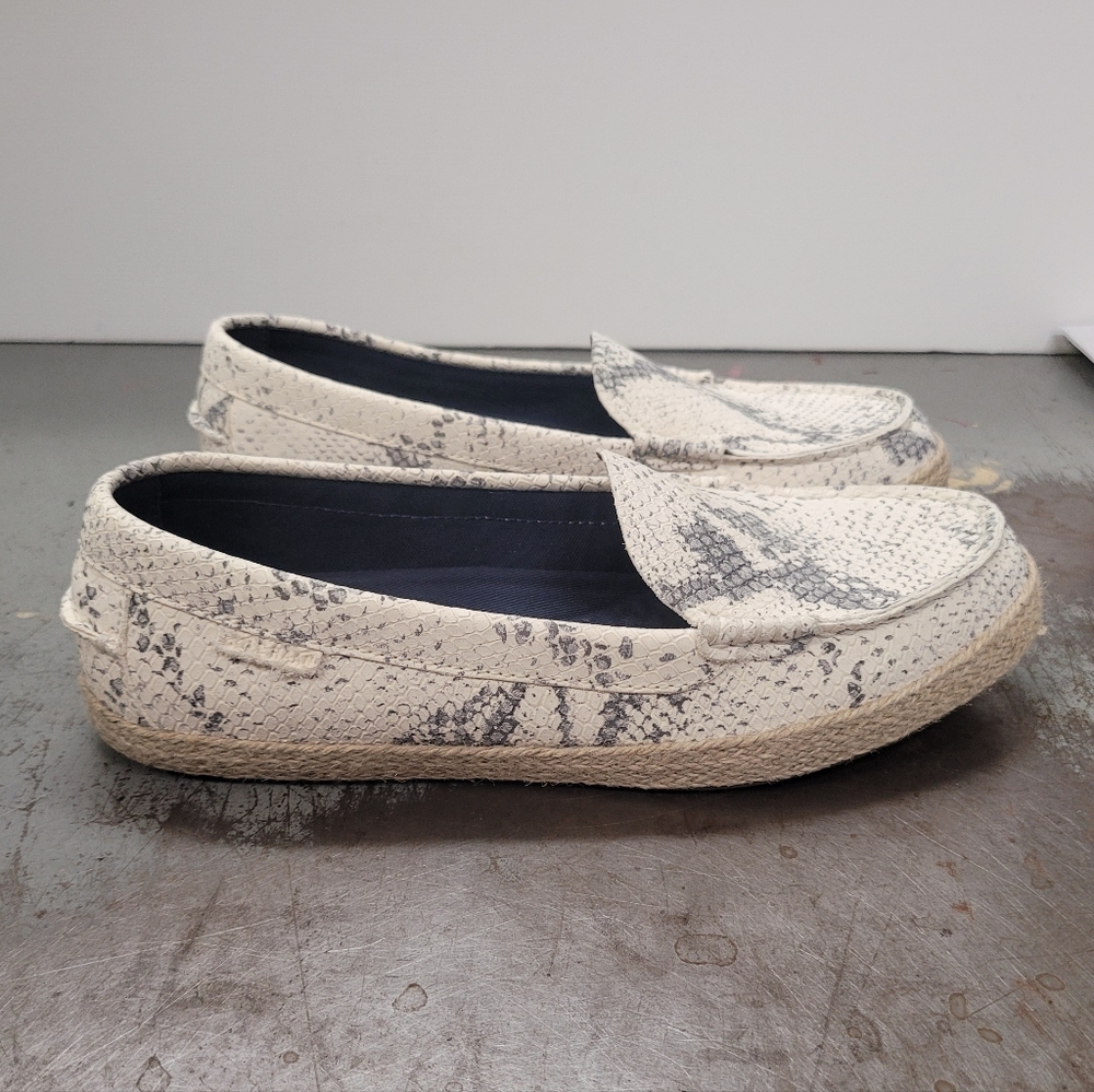 Cole Haan Nantucket Espadrille Chalk Python Embossed Loafers sz 8 B